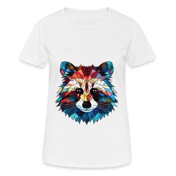 Raccoon Colorful Watercolor Animal Illustration - Women's Breathable T-Shirt - white - Front - AI Model Female 172 dark (172cm)