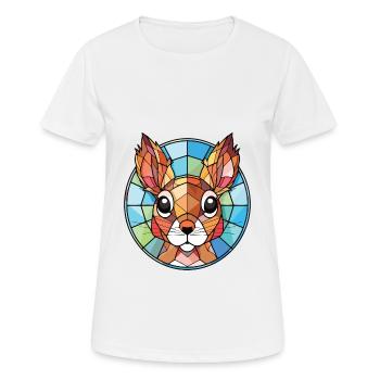 Squirrel Colorful Watercolor Animal Illustration - Women's Breathable T-Shirt - white - Front - AI Model Female 172 dark (172cm)