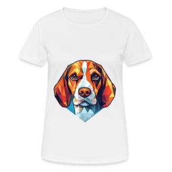 Beagle Hund Buntes Aquarell Tier Illustration - Frauen T-Shirt atmungsaktiv - Weiß - Vorne - AI Model Female 172 dark (172cm)
