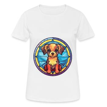 Hund buntes Aquarell Tier Haustier Illustration - Frauen T-Shirt atmungsaktiv - Weiß - Vorne - AI Model Female 172 dark (172cm)