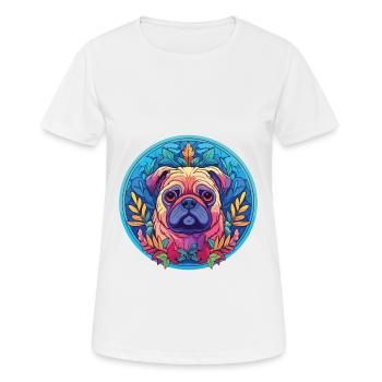 Bunter Hund Buntes Aquarell Tier Cartoon - Frauen T-Shirt atmungsaktiv - Weiß - Vorne - AI Model Female 172 dark (172cm)
