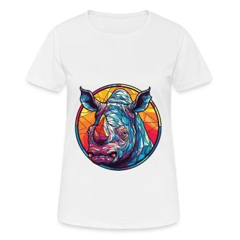 Nashorn buntes Aquarell Tier Haustier Illustration - Frauen T-Shirt atmungsaktiv - Weiß - Vorne - AI Model Female 172 dark (172cm)