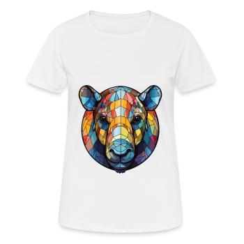 Tapir Colorful Watercolor Animal Pet Illustration - Women's Breathable T-Shirt - white - Front - AI Model Female 172 dark (172cm)