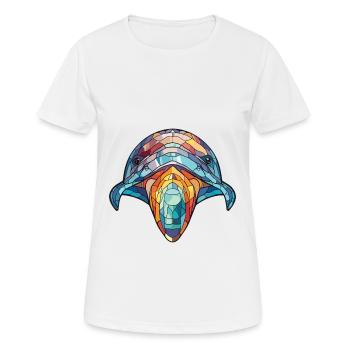 Baleine aquarelle colorée Animal animal de compagnie Illustration - T-shirt respirant Femme - blanc - Devant - AI Model Female 172 dark (172cm)