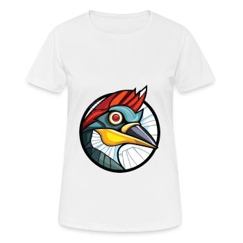 Illustration animale aquarelle colorée de pic - T-shirt respirant Femme - blanc - Devant - AI Model Female 172 dark (172cm)