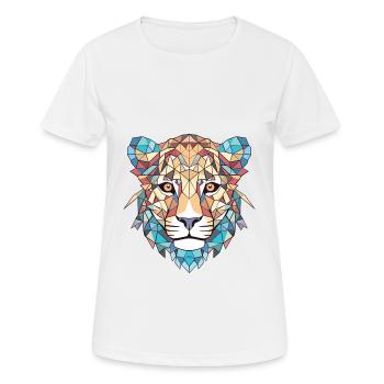 Cheetah Colorful Watercolor Animal Illustration - Women's Breathable T-Shirt - white - Front - AI Model Female 172 dark (172cm)