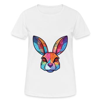 Illustration d’animaux de compagnie aquarelle colorée aquarelle de lapin - T-shirt respirant Femme - blanc - Devant - AI Model Female 172 dark (172cm)