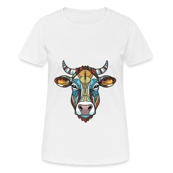 Kuh buntes Aquarell Tier Haustier Illustration - Frauen T-Shirt atmungsaktiv - Weiß - Vorne - AI Model Female 172 dark (172cm)