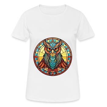 Eule buntes Aquarell Tier Haustier Illustration - Frauen T-Shirt atmungsaktiv - Weiß - Vorne - AI Model Female 172 dark (172cm)