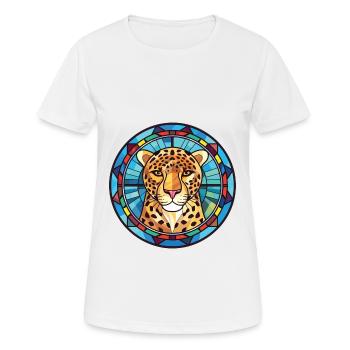 Leopard Colorful Watercolor Animal Illustration - Women's Breathable T-Shirt - white - Front - AI Model Female 172 dark (172cm)