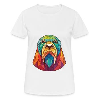 Walrus Colorful Watercolor Animal Pet Illustration - Women's Breathable T-Shirt - white - Front - AI Model Female 172 dark (172cm)