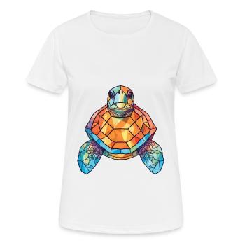 Turtle Colorful Watercolor Animal Pet Illustration - Women's Breathable T-Shirt - white - Front - AI Model Female 172 dark (172cm)