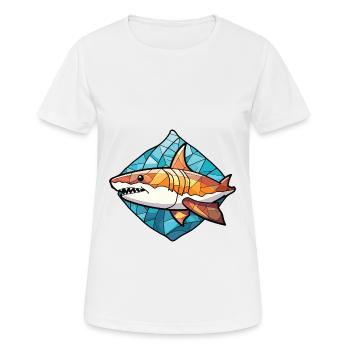 Hai buntes Aquarell Tier Haustier Illustration - Frauen T-Shirt atmungsaktiv - Weiß - Vorne - AI Model Female 172 dark (172cm)