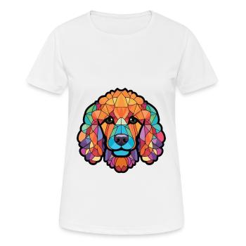 Pudel Hund Buntes Aquarell Tier Illustration - Frauen T-Shirt atmungsaktiv - Weiß - Vorne - AI Model Female 172 dark (172cm)