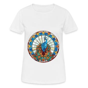 Pfau Buntes Aquarell Tier Illustration - Frauen T-Shirt atmungsaktiv - Weiß - Vorne - AI Model Female 172 dark (172cm)