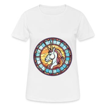 Einhorn bunte Aquarell Tier Illustration - Frauen T-Shirt atmungsaktiv - Weiß - Vorne - AI Model Female 172 dark (172cm)