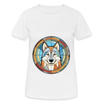 Husky-Hund Bunte Aquarell-Tier-Illustration - Frauen T-Shirt atmungsaktiv - Weiß - Vorne - AI Model Female 172 dark (172cm)