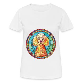 Pudel Hund Buntes Aquarell Tier Illustration - Frauen T-Shirt atmungsaktiv - Weiß - Vorne - AI Model Female 172 dark (172cm)