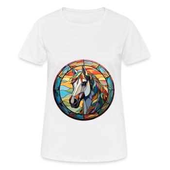 Horse Colorful Watercolor Animal Pet Illustration - Women's Breathable T-Shirt - white - Front - AI Model Female 172 dark (172cm)