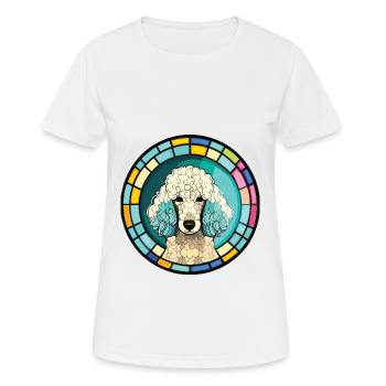 Pudel Hund Buntes Aquarell Tier Illustration - Frauen T-Shirt atmungsaktiv - Weiß - Vorne - AI Model Female 172 dark (172cm)