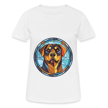 Rottweiler Chien Aquarelle Colorée Animal Cartoon - T-shirt respirant Femme - blanc - Devant - AI Model Female 172 dark (172cm)