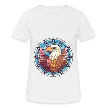 Eagle Colorful Watercolor Animal Pet Illustration - Women's Breathable T-Shirt - white - Front - AI Model Female 172 dark (172cm)