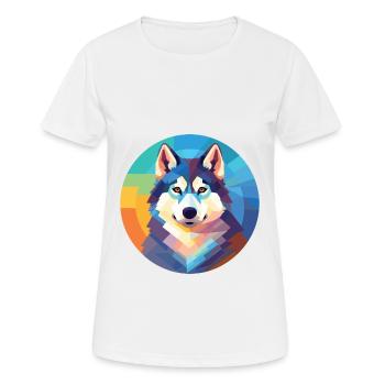Husky-Hund Bunte Aquarell-Tier-Illustration - Frauen T-Shirt atmungsaktiv - Weiß - Vorne - AI Model Female 172 dark (172cm)
