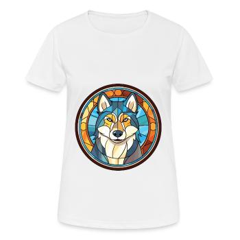 Husky-Hund Bunte Aquarell-Tier-Illustration - Frauen T-Shirt atmungsaktiv - Weiß - Vorne - AI Model Female 172 dark (172cm)