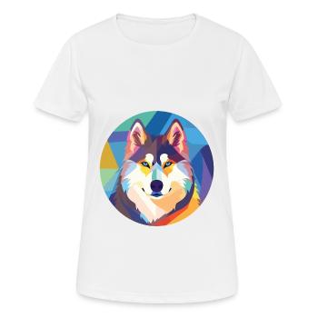 Husky-Hund Bunte Aquarell-Tier-Illustration - Frauen T-Shirt atmungsaktiv - Weiß - Vorne - AI Model Female 172 dark (172cm)