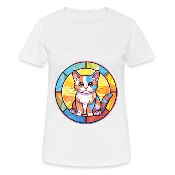 Chaton bébé chat coloré aquarelle Animal Cartoon - T-shirt respirant Femme - blanc - Devant - AI Model Female 172 dark (172cm)
