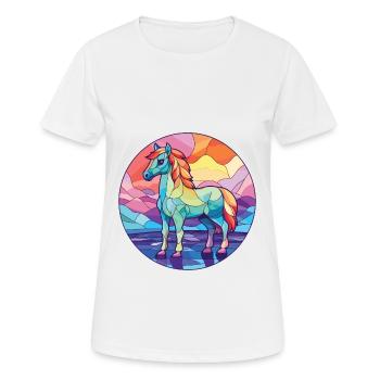Poney Bébé Cheval Aquarelle Colorée Animal Cartoon - T-shirt respirant Femme - blanc - Devant - AI Model Female 172 dark (172cm)