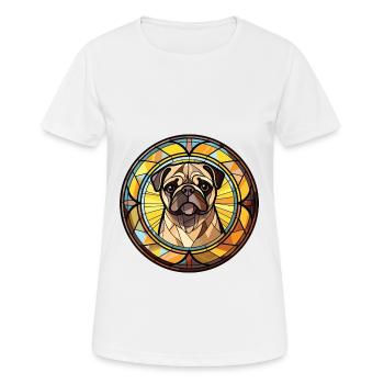 Mopshund bunte Aquarell-Tier-Illustration - Frauen T-Shirt atmungsaktiv - Weiß - Vorne - AI Model Female 172 dark (172cm)