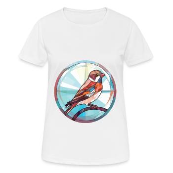 Sparrow Colorful Watercolor Animal Illustration - Women's Breathable T-Shirt - white - Front - AI Model Female 172 dark (172cm)