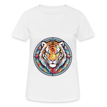 Tiger Colorful Watercolor Animal Pet Illustration - Women's Breathable T-Shirt - white - Front - AI Model Female 172 dark (172cm)