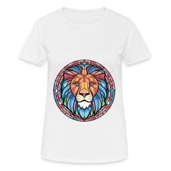 Lion Colorful Watercolor Animal Pet Illustration - Women's Breathable T-Shirt - white - Front - AI Model Female 172 dark (172cm)