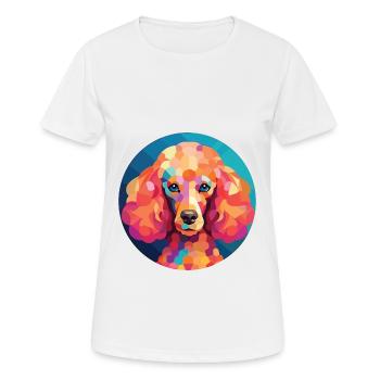 Caniche Chien Aquarelle Colorée Animal Illustration - T-shirt respirant Femme - blanc - Devant - AI Model Female 172 dark (172cm)
