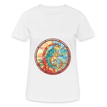 Chameleon Colorful Watercolor Animal Illustration - Women's Breathable T-Shirt - white - Front - AI Model Female 172 dark (172cm)