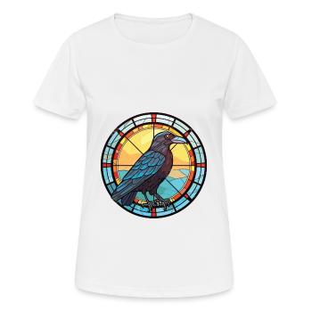 Corbeau Coloré Aquarelle Animal Animal De Compagnie Illustration - T-shirt respirant Femme - blanc - Devant - AI Model Female 172 dark (172cm)