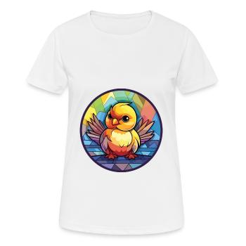 Chick Colorful Watercolor Animal Pet Illustration - Women's Breathable T-Shirt - white - Front - AI Model Female 172 dark (172cm)