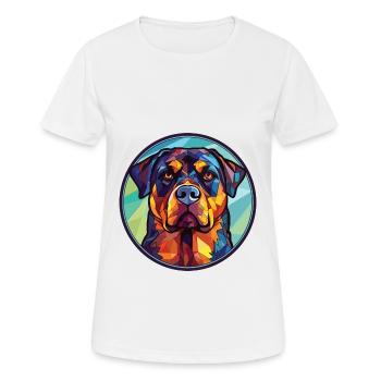 Rottweiler Chien Aquarelle Colorée Animal Cartoon - T-shirt respirant Femme - blanc - Devant - AI Model Female 172 dark (172cm)