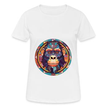 Affe buntes Aquarell Tier Haustier Illustration - Frauen T-Shirt atmungsaktiv - Weiß - Vorne - AI Model Female 172 dark (172cm)