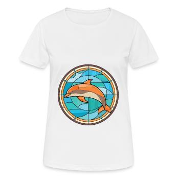 Illustration animale aquarelle colorée de dauphin - T-shirt respirant Femme - blanc - Devant - AI Model Female 172 dark (172cm)