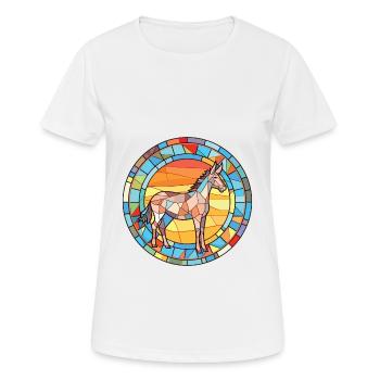 Donkey Colorful Watercolor Animal Pet Illustration - Women's Breathable T-Shirt - white - Front - AI Model Female 172 dark (172cm)