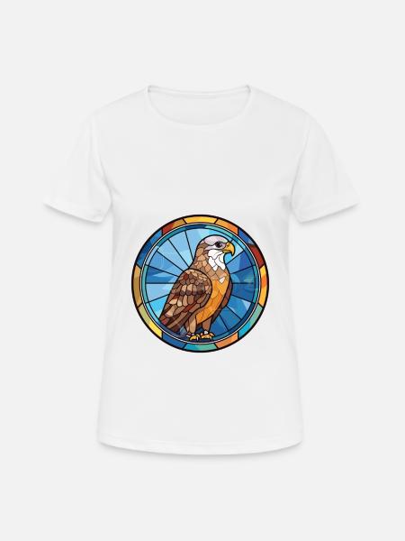 Halcón Colorido Acuarela Animal Mascota Ilustración - Dame T-shirt svedtransporterende - hvid