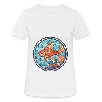 Fish Colorful Watercolor Animal Pet Illustration - Women's Breathable T-Shirt - white - Front - AI Model Female 172 dark (172cm)