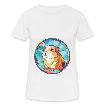 Guinea Pig Colorful Watercolor Animal Illustration - Women's Breathable T-Shirt - white - Front - AI Model Female 172 dark (172cm)