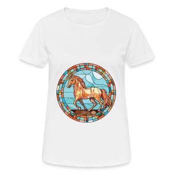 Pferd bunte Aquarell-Tier-Haustier-Illustration - Frauen T-Shirt atmungsaktiv - Weiß - Vorne - AI Model Female 172 dark (172cm)