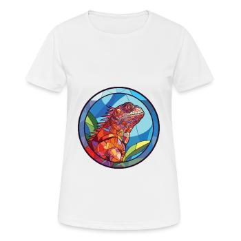 Iguana Colorful Watercolor Animal Pet Illustration - Women's Breathable T-Shirt - white - Front - AI Model Female 172 dark (172cm)