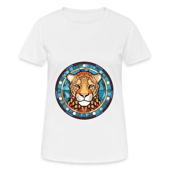 Jaguar Aquarelle colorée Animal animal de compagnie Illustration - T-shirt respirant Femme - blanc - Devant - AI Model Female 172 dark (172cm)