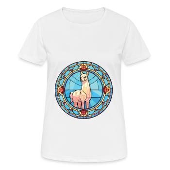 Alpaca Colorful Watercolor Animal Pet Illustration - Women's Breathable T-Shirt - white - Front - AI Model Female 172 dark (172cm)
